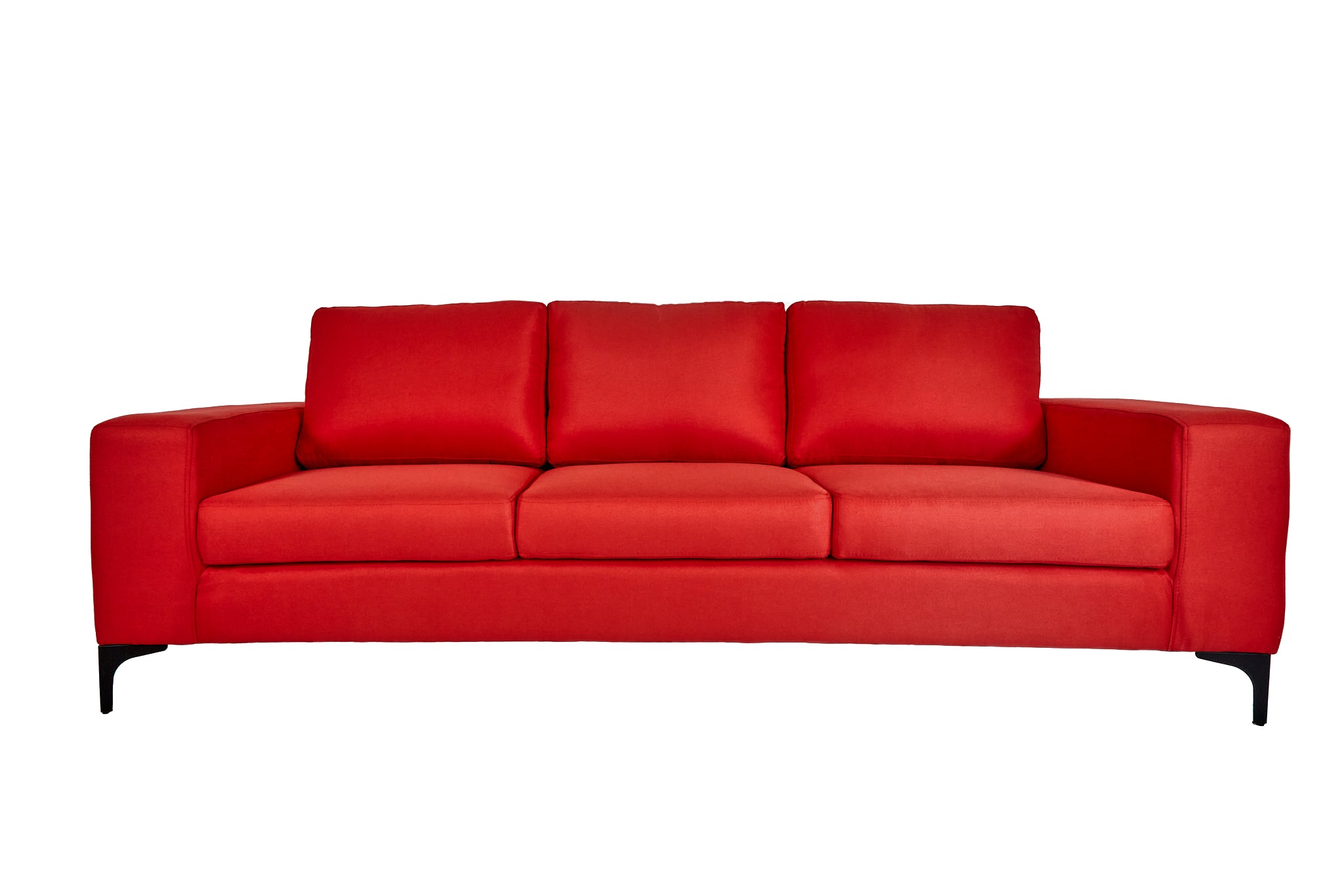 Sofá de 3 plazas Etna - Rojo con patas negras - Tugow
