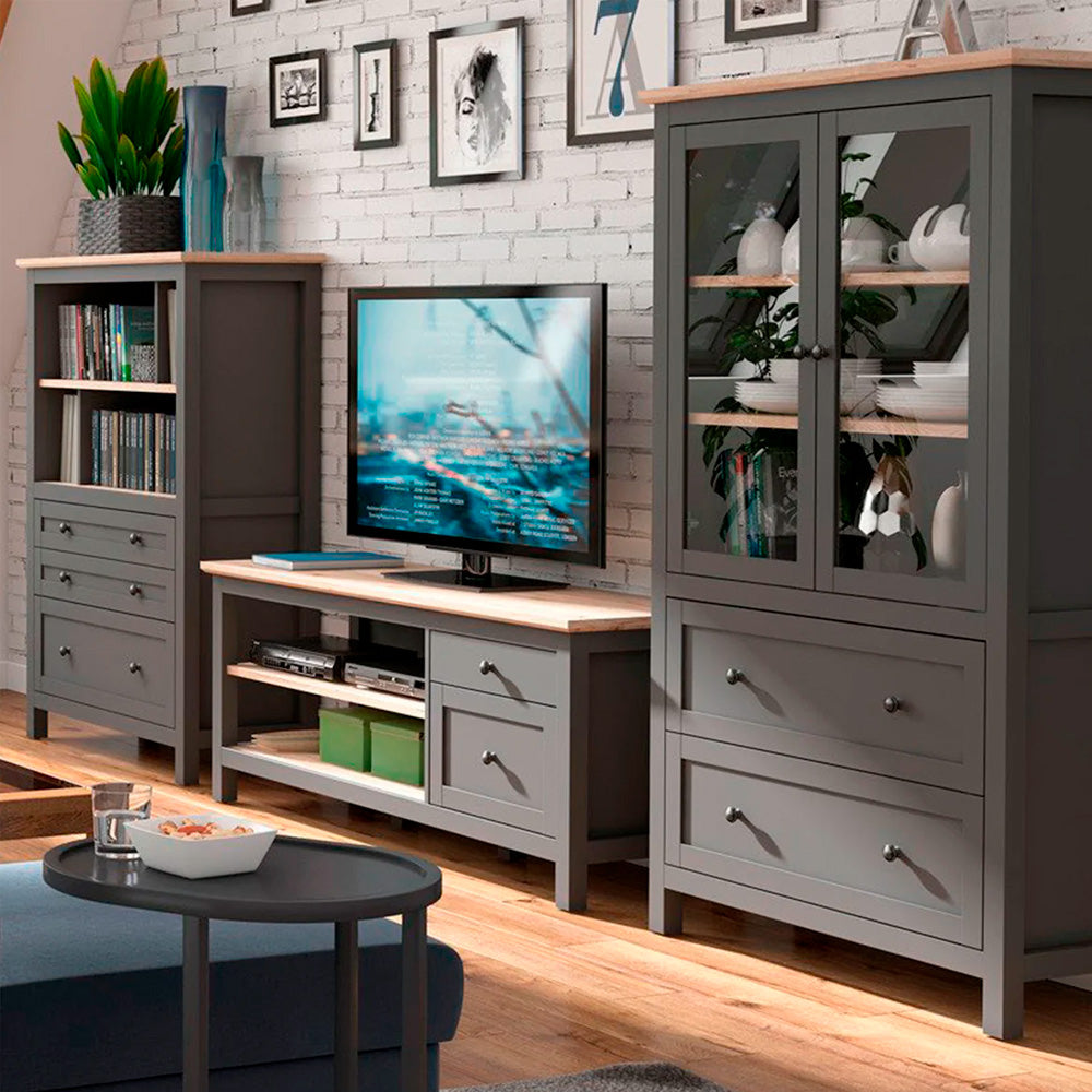 Mueble para tv Annecy - Color Madera y Gris Oscuro