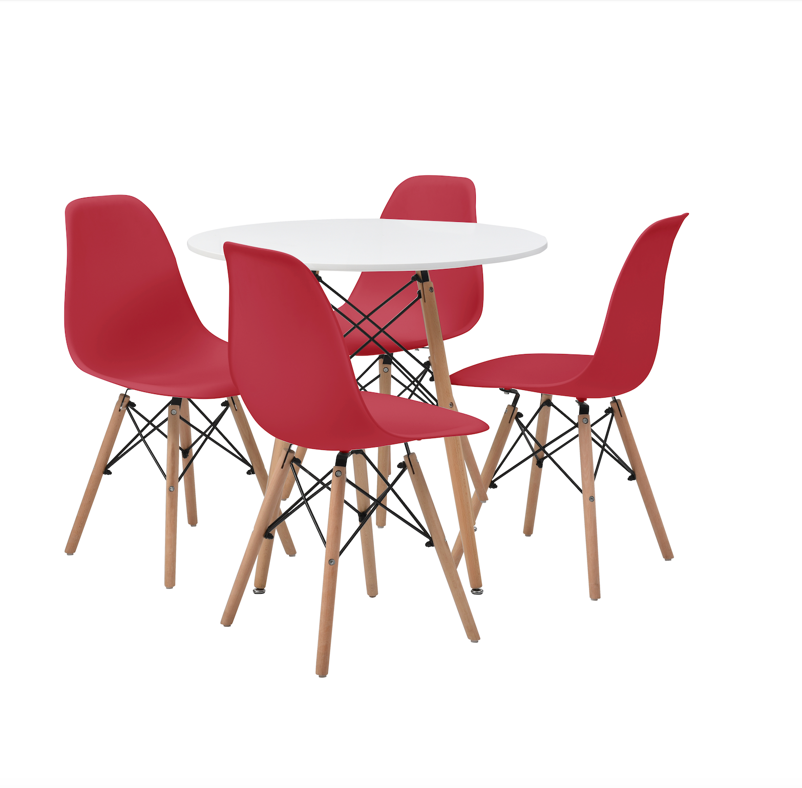 Comedor Munich con 4 sillas Oslo - Blanco y Rojo