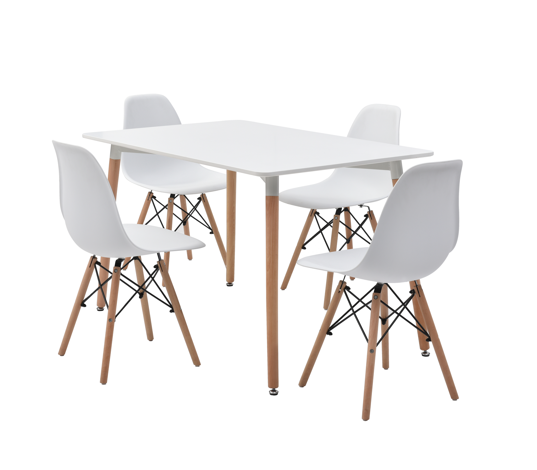 Comedor Munich con 4 sillas Oslo - Blanco