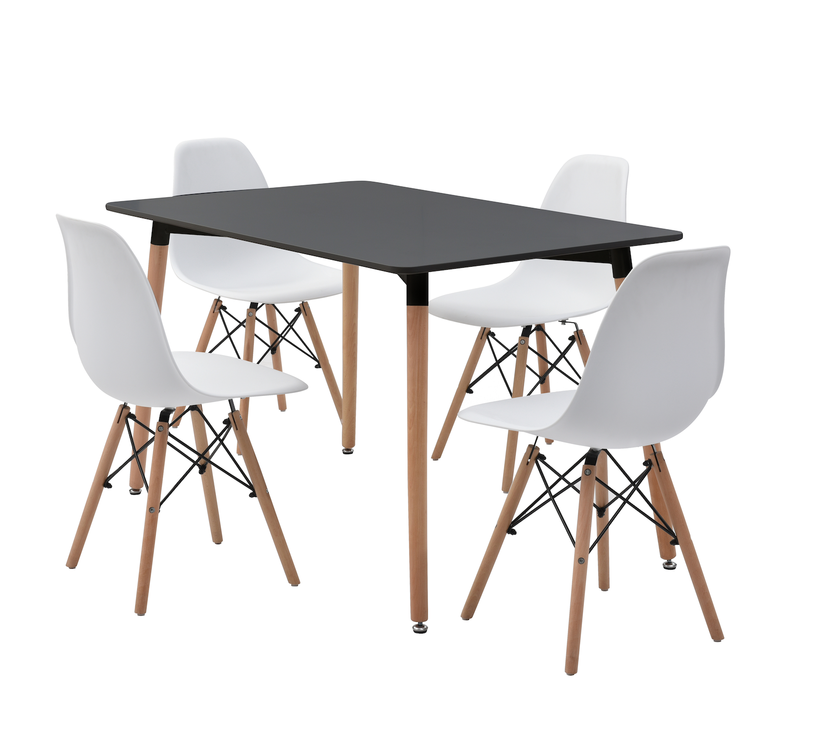 Comedor Munich con 4 sillas Oslo - Negro y Blanco