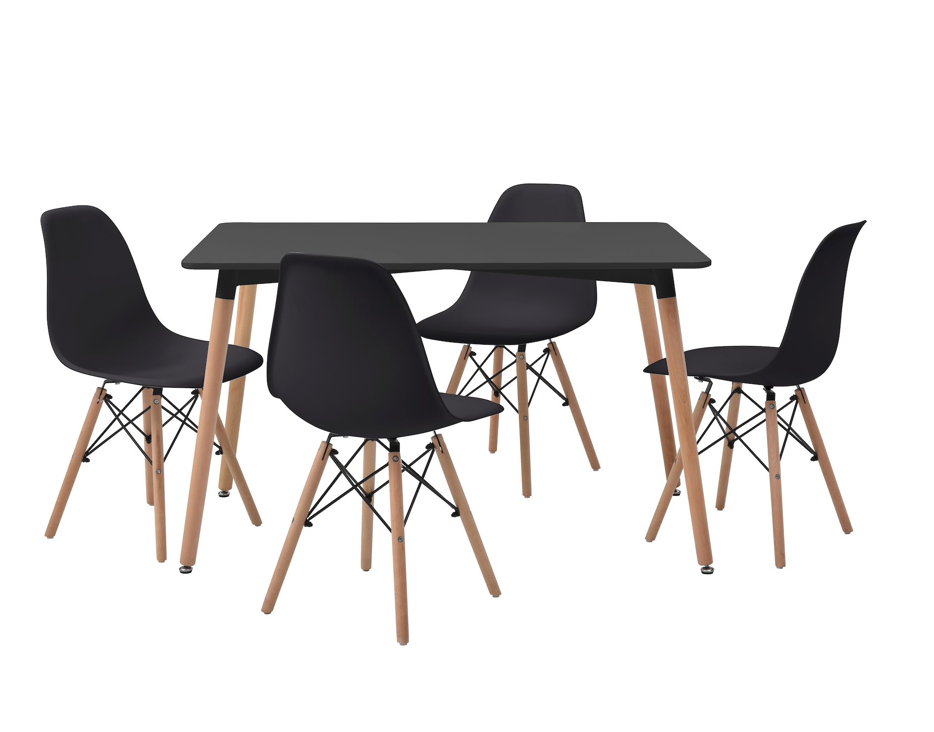 Comedor Munich con 4 sillas Oslo - Negro