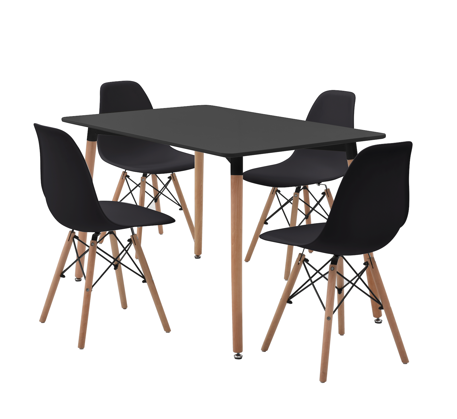 Comedor Munich con 4 sillas Oslo - Negro