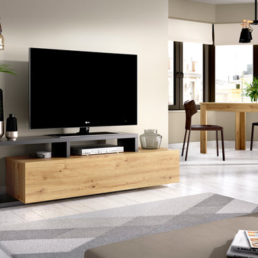 Mueble de TV Kram- Color madera y Gris - Tugow