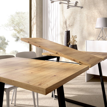 Mesa de Comedor Extensible Aran - Color madera y Negro - Tugow