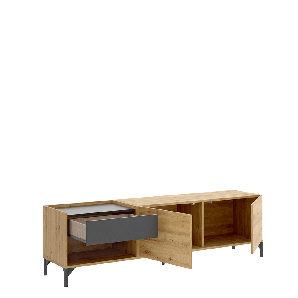 Mueble de TV Lund- Color madera y Gris - Tugow