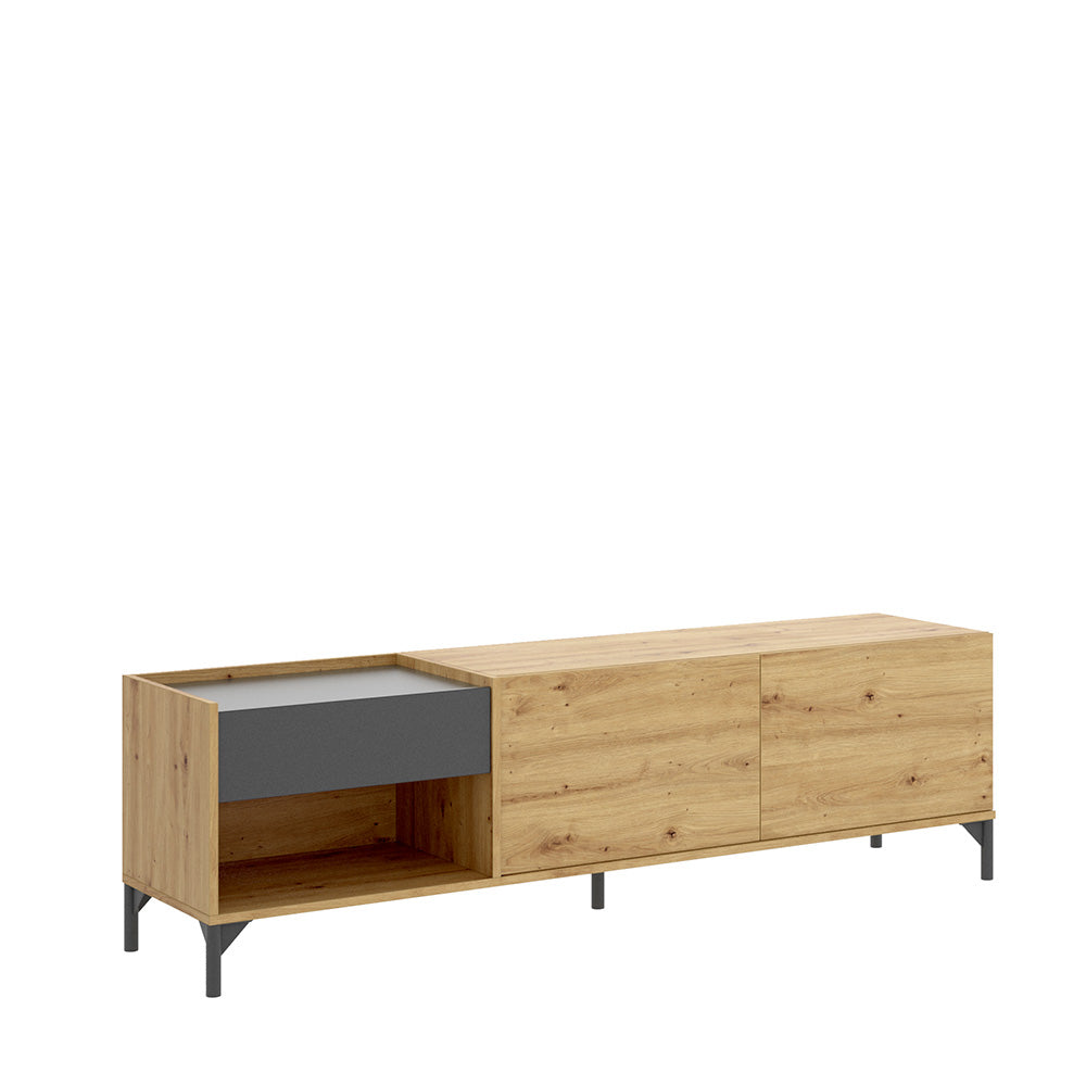 Mueble de TV Lund- Color madera y Gris - Tugow
