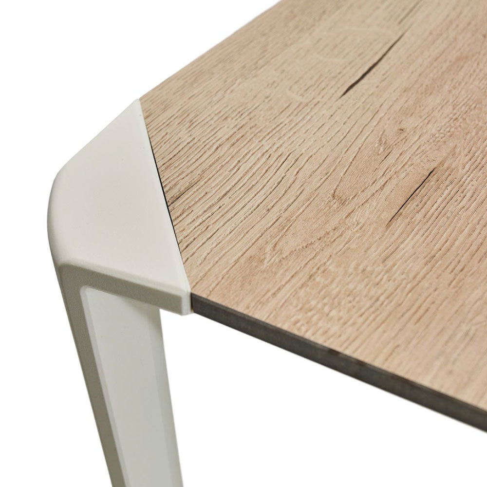 Mesa de exterior cuadrada Diara - Madera y Blanco