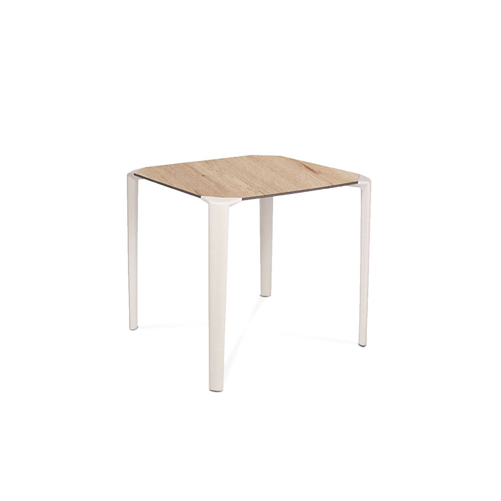 Mesa de exterior cuadrada Diara - Madera y Blanco