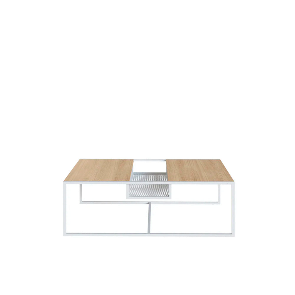 Mesa de centro Tanawat- Blanco y Color Madera