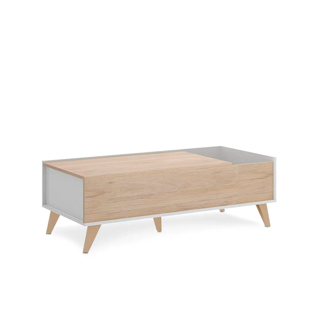 Mesa de centro elevable Saint - Color Madera y Blanco