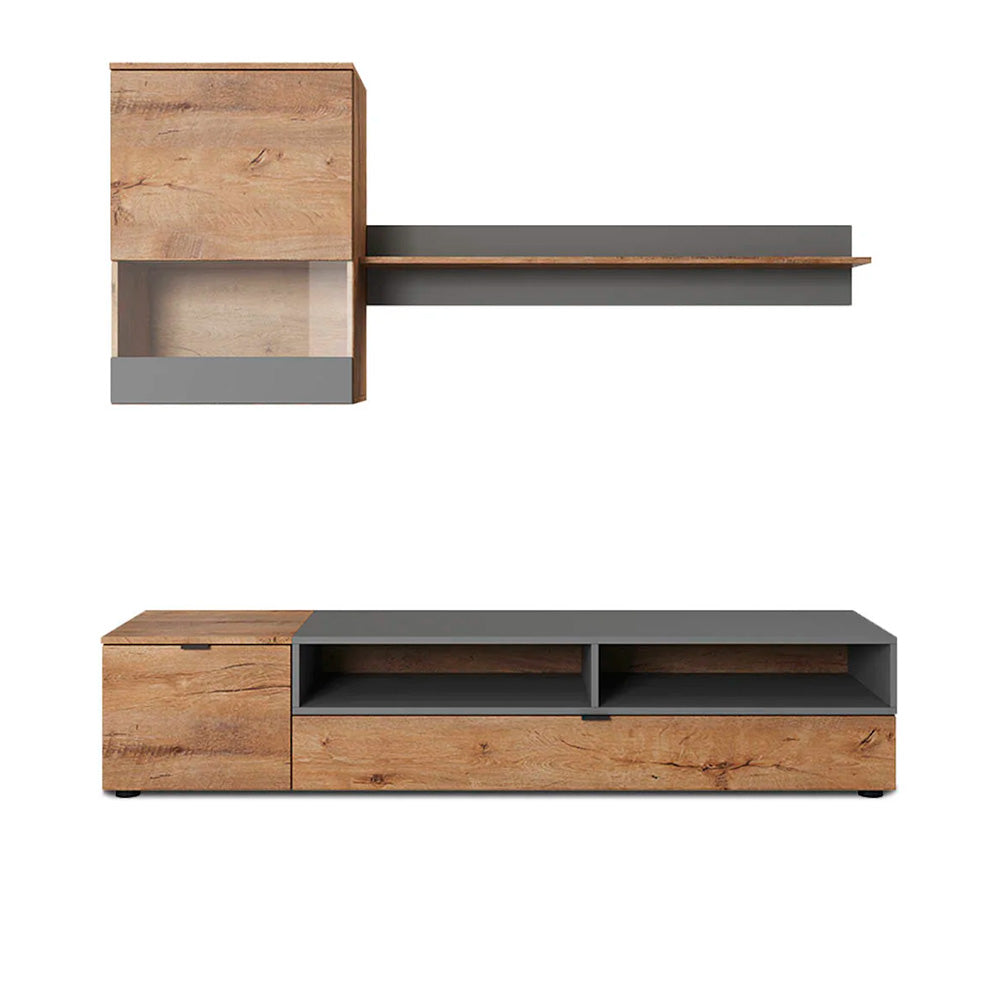 Mueble para tv Anakin - Color Madera y Gris Claro