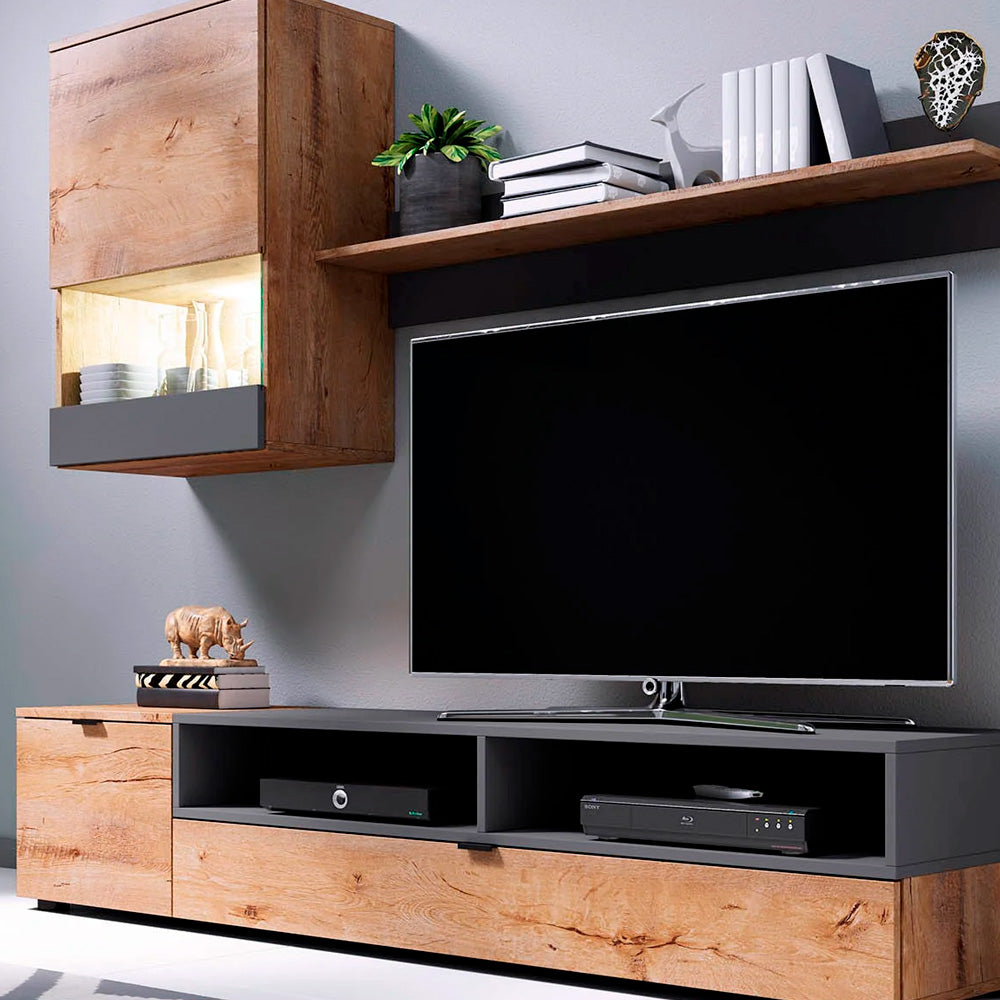 Mueble para tv Anakin - Color Madera y Gris Claro