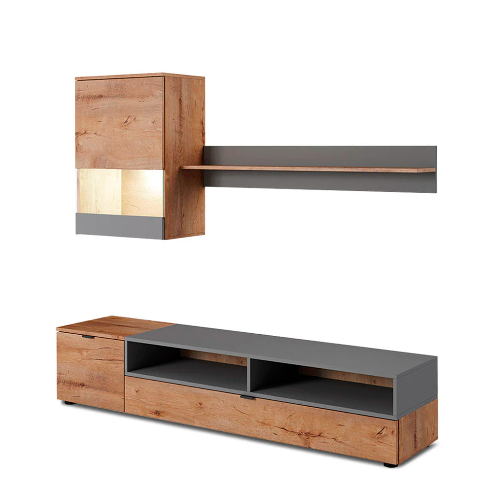 Mueble para tv Anakin - Color Madera y Gris Claro