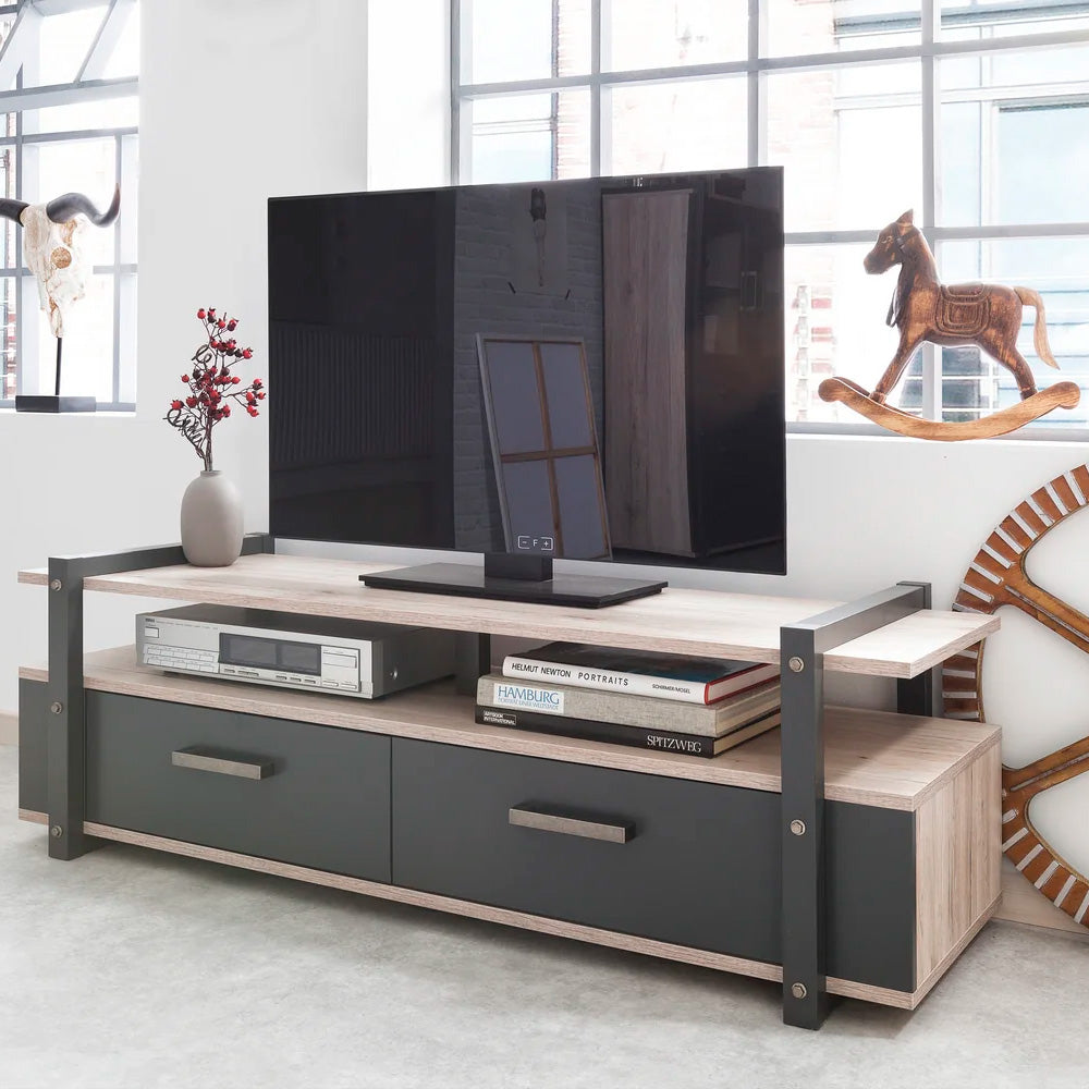 Mueble para tv Bauhaus - Color Madera y Gris Oscuro