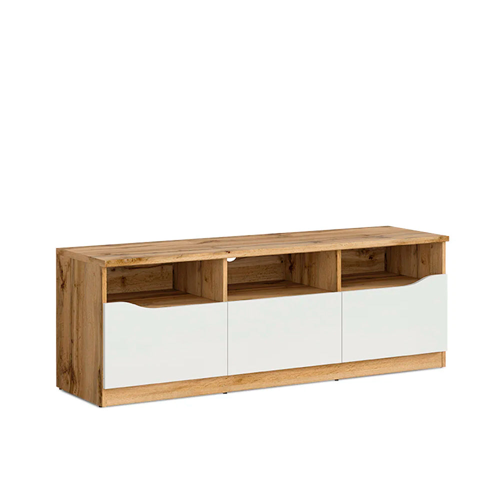 Mueble para tv Breslavia - Color Madera y Blanco Brillante