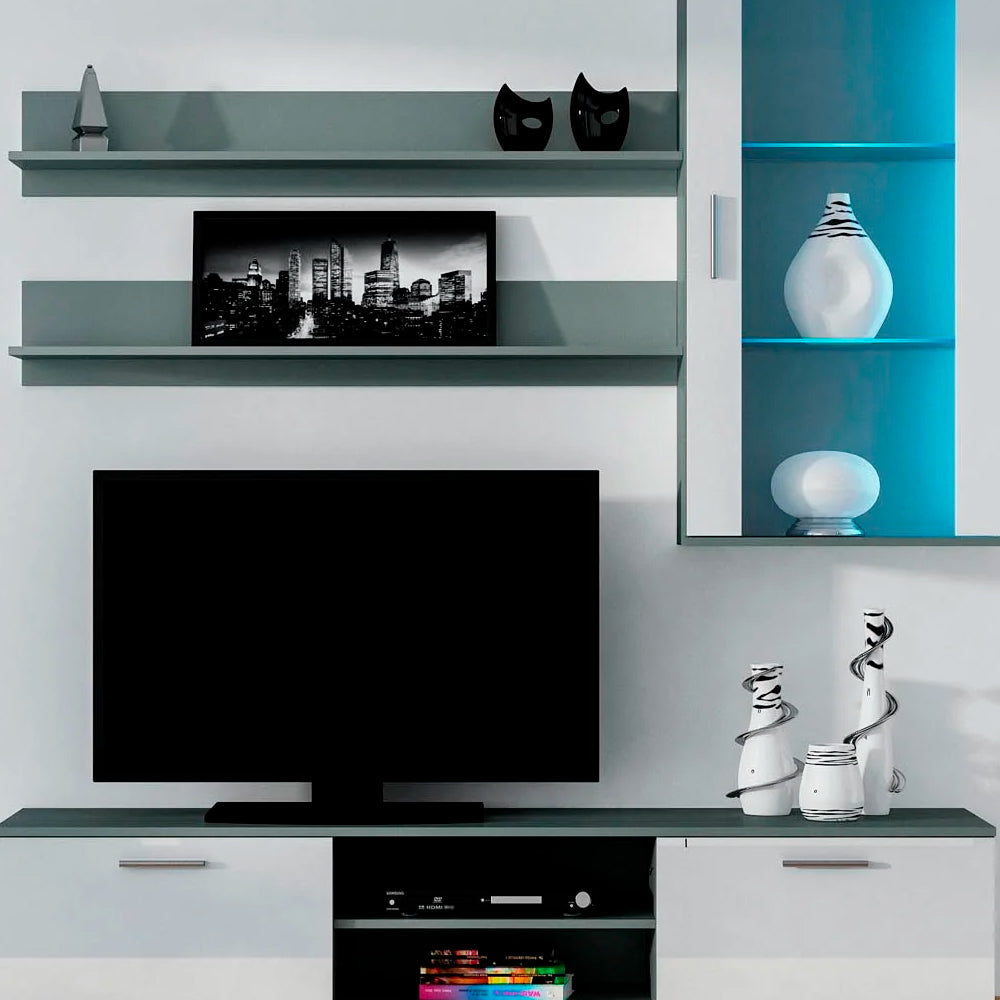 Mueble para tv Dushka - Blanco y Gris Claro