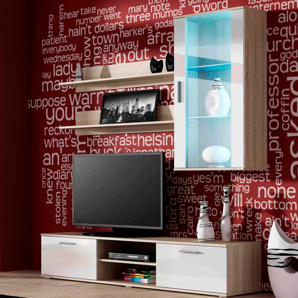 Mueble para tv Dushka - Color Madera y Blanco