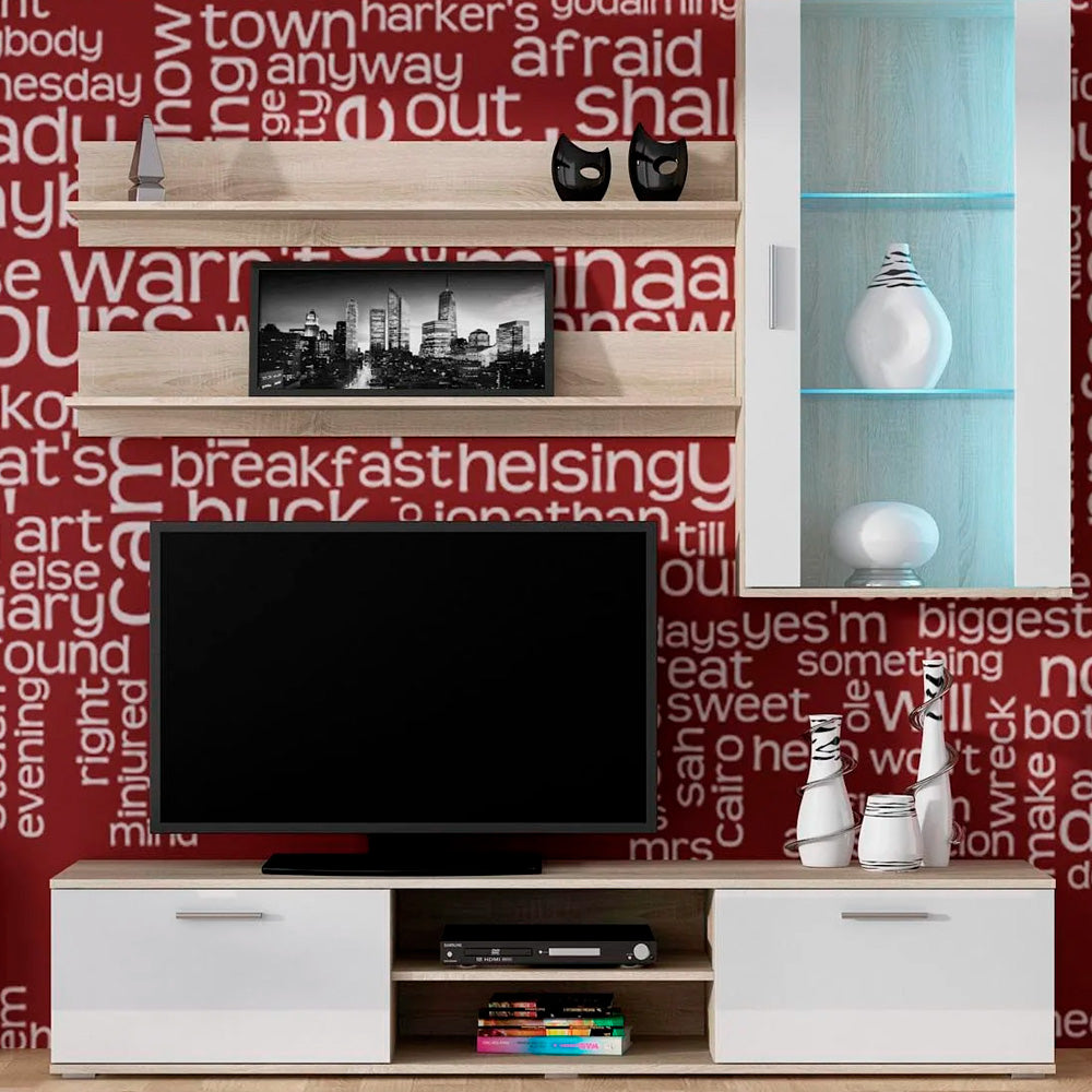 Mueble para tv Dushka - Color Madera y Blanco