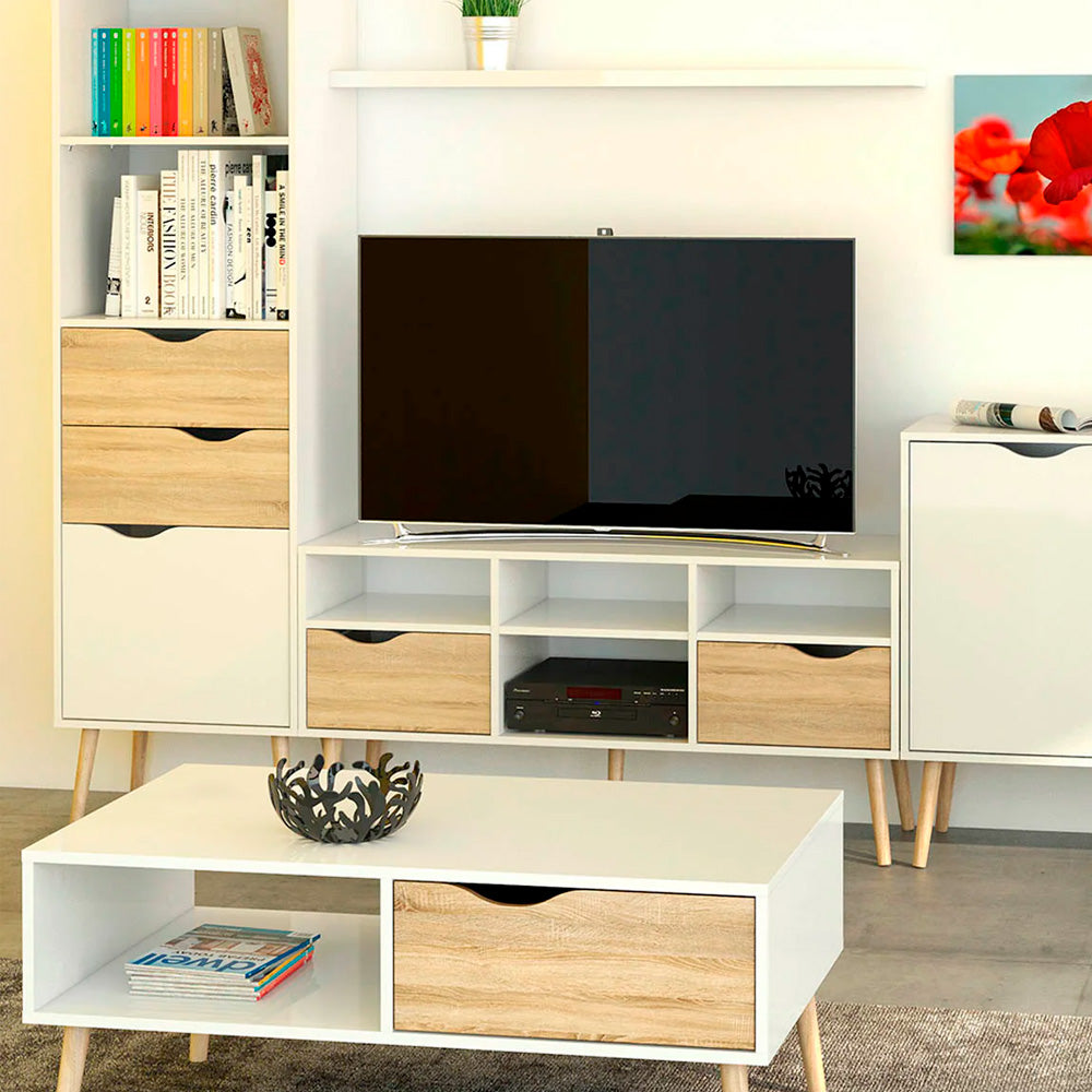 Mueble para tv Nordik - Color Madera y Blanco