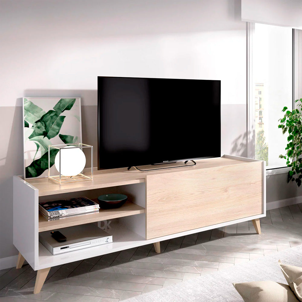 Mueble para tv Saint - Color Madera y Blanco