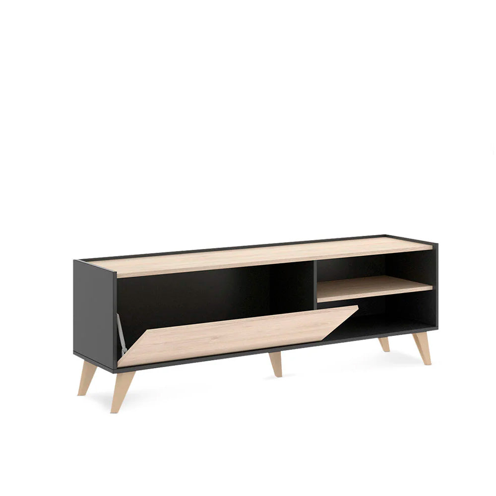 Mueble para tv Saint - Color Madera y Gris Oscuro