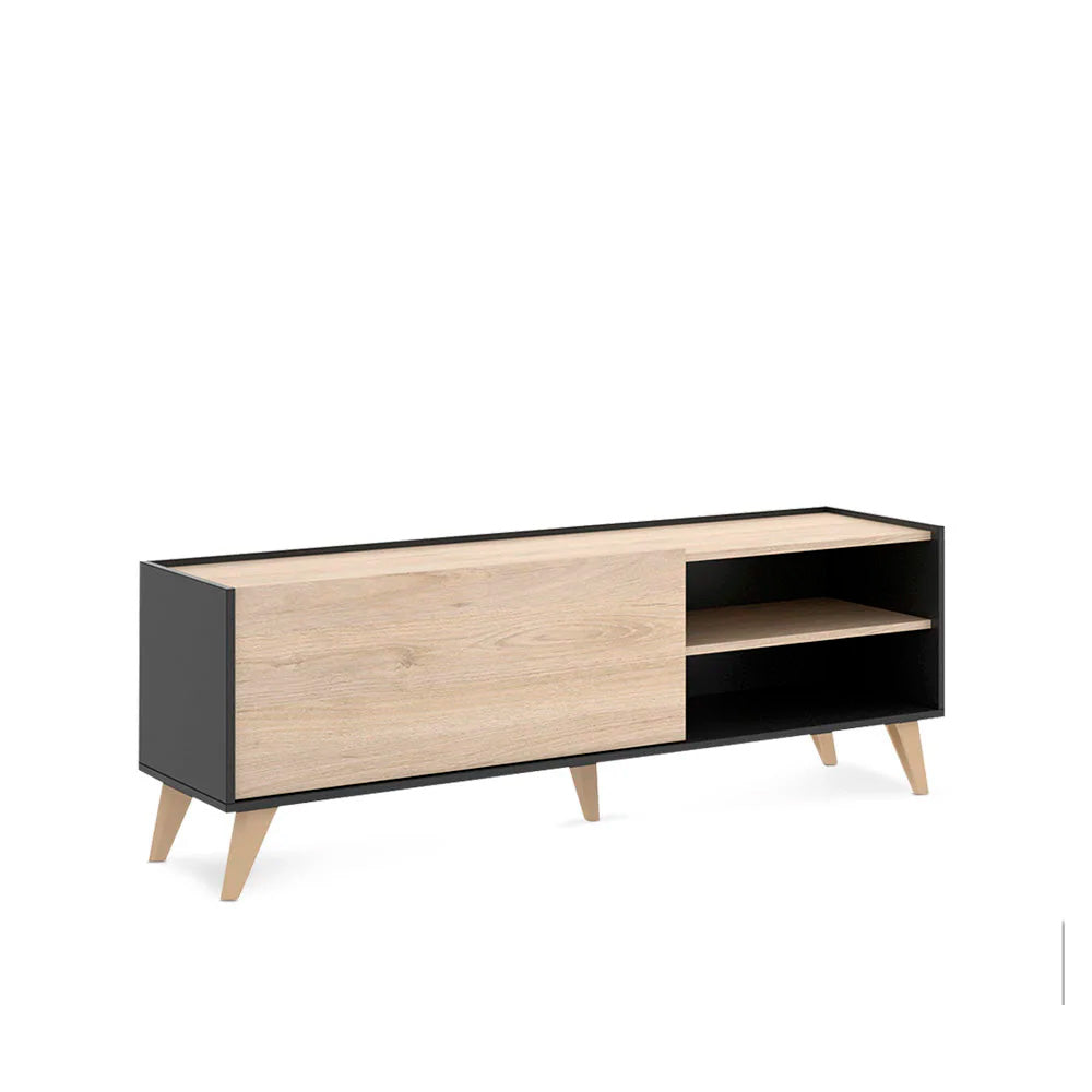 Mueble para tv Saint - Color Madera y Gris Oscuro