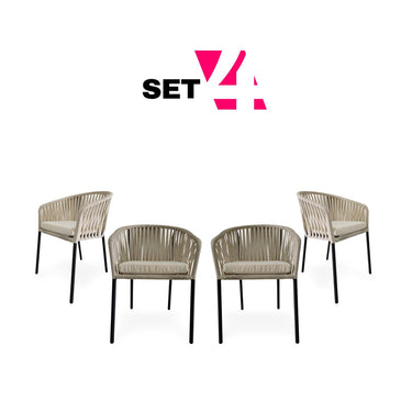Set de 4 sillas de exterior Mindelo - Beige y Negro - Tugow