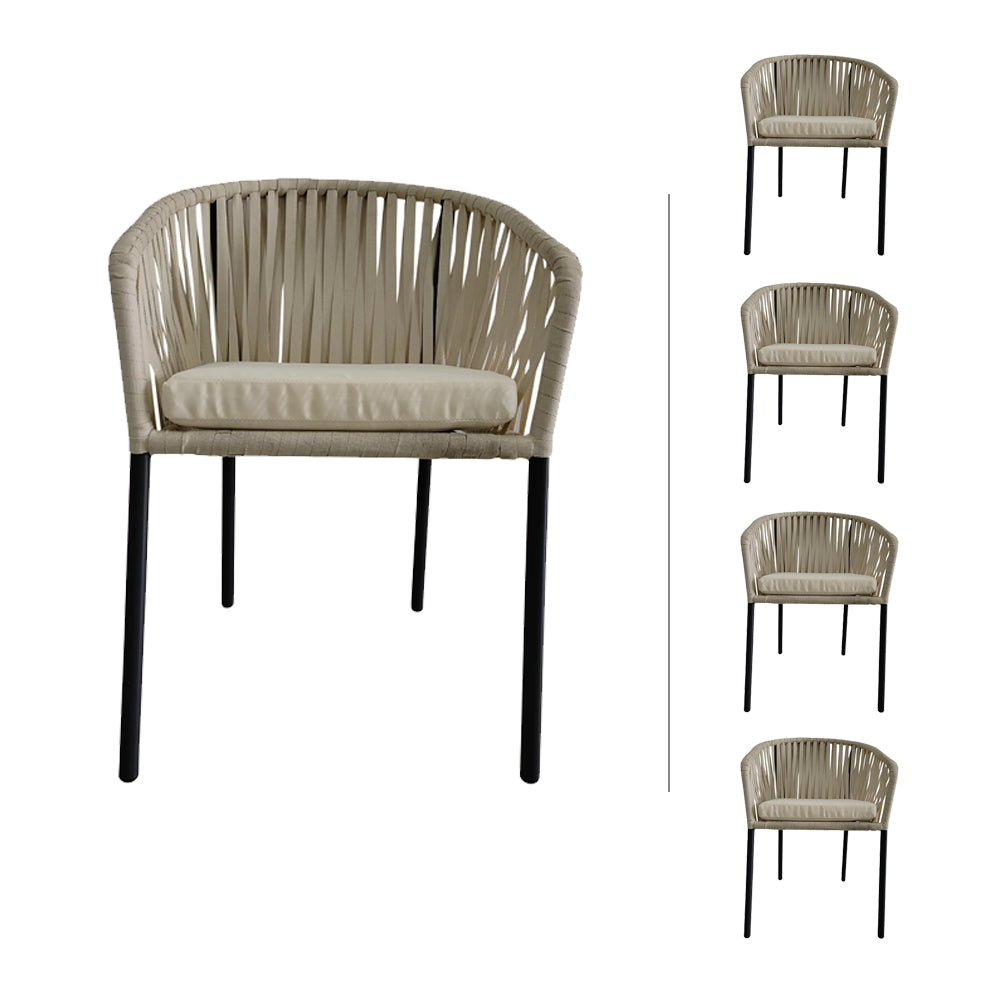 Set de 4 sillas de exterior Mindelo - Beige y Negro