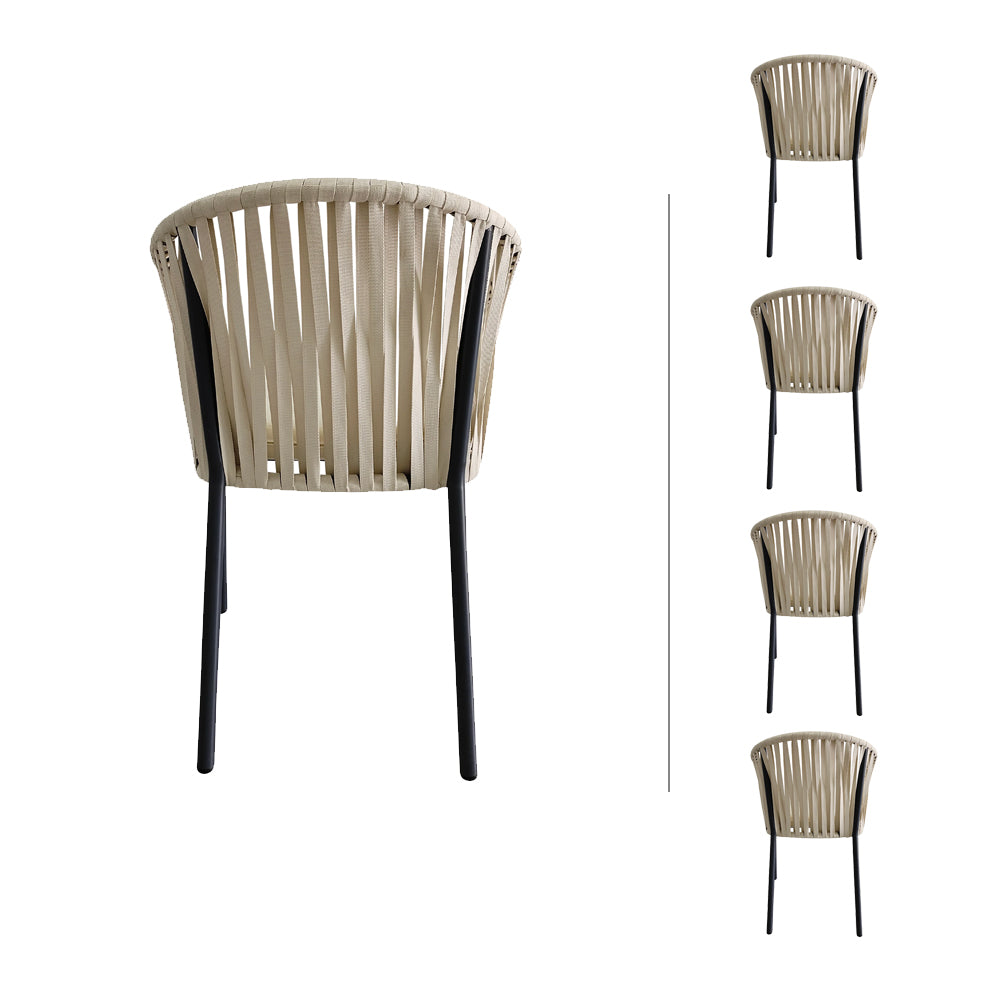 Set de 4 sillas de exterior Mindelo - Beige y Negro