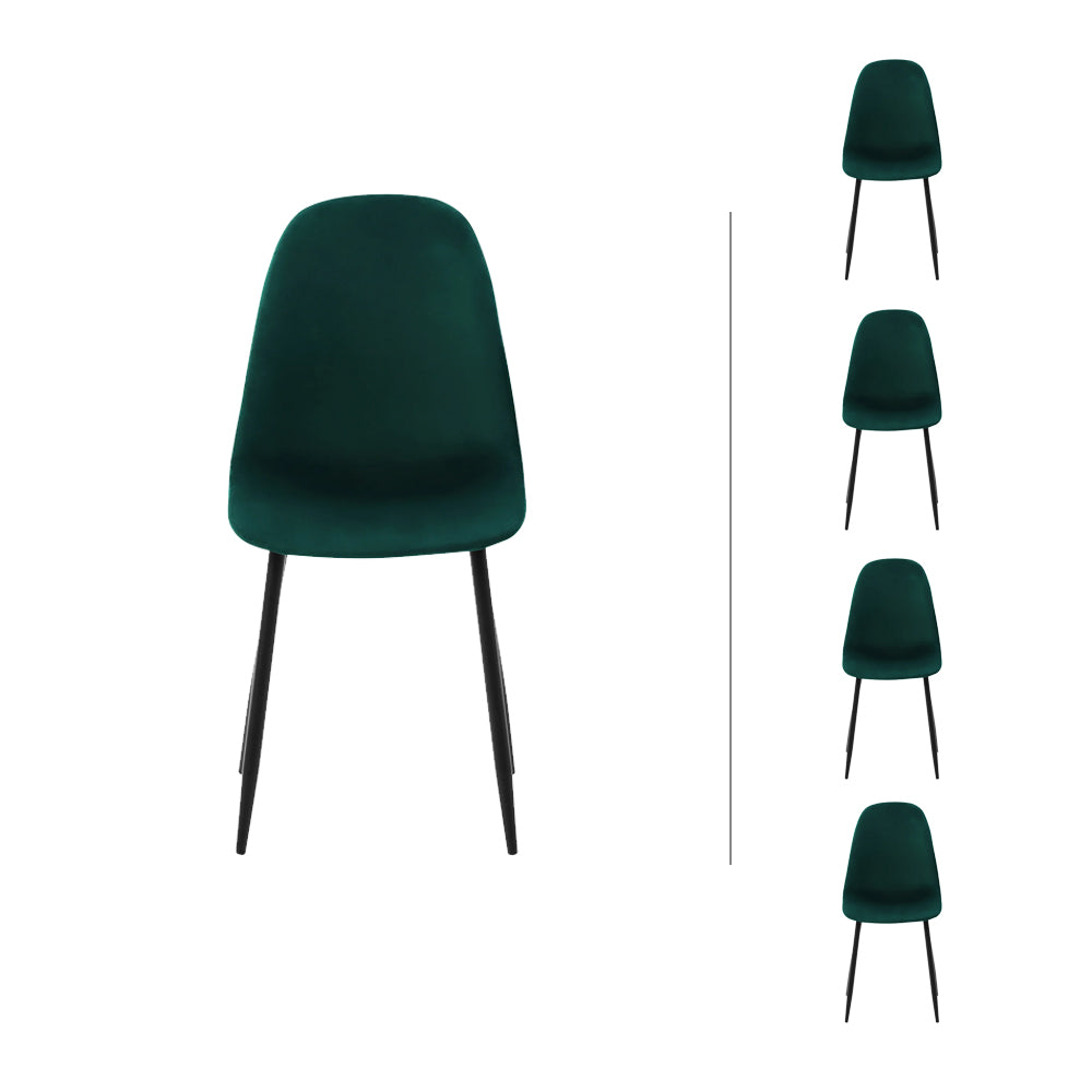 Set de 4 sillas terciopelo Oxford - Verde y Negro