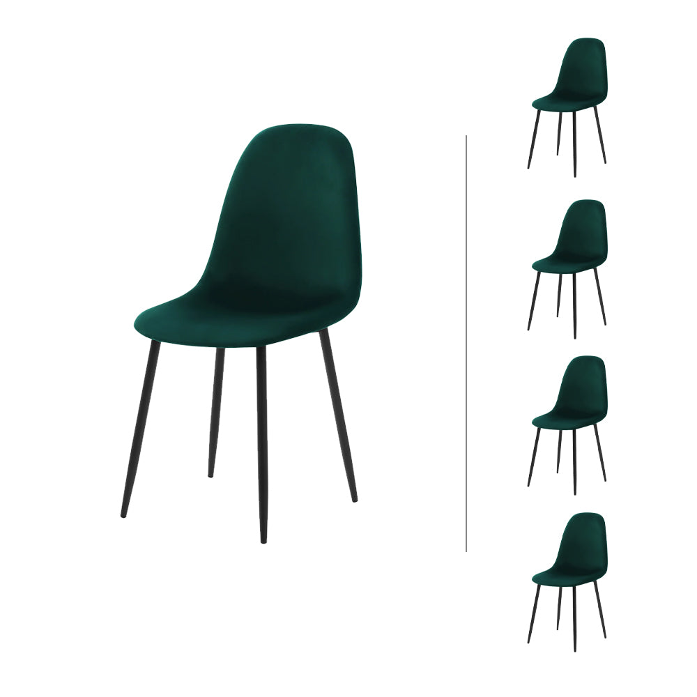 Set de 4 sillas terciopelo Oxford - Verde y Negro