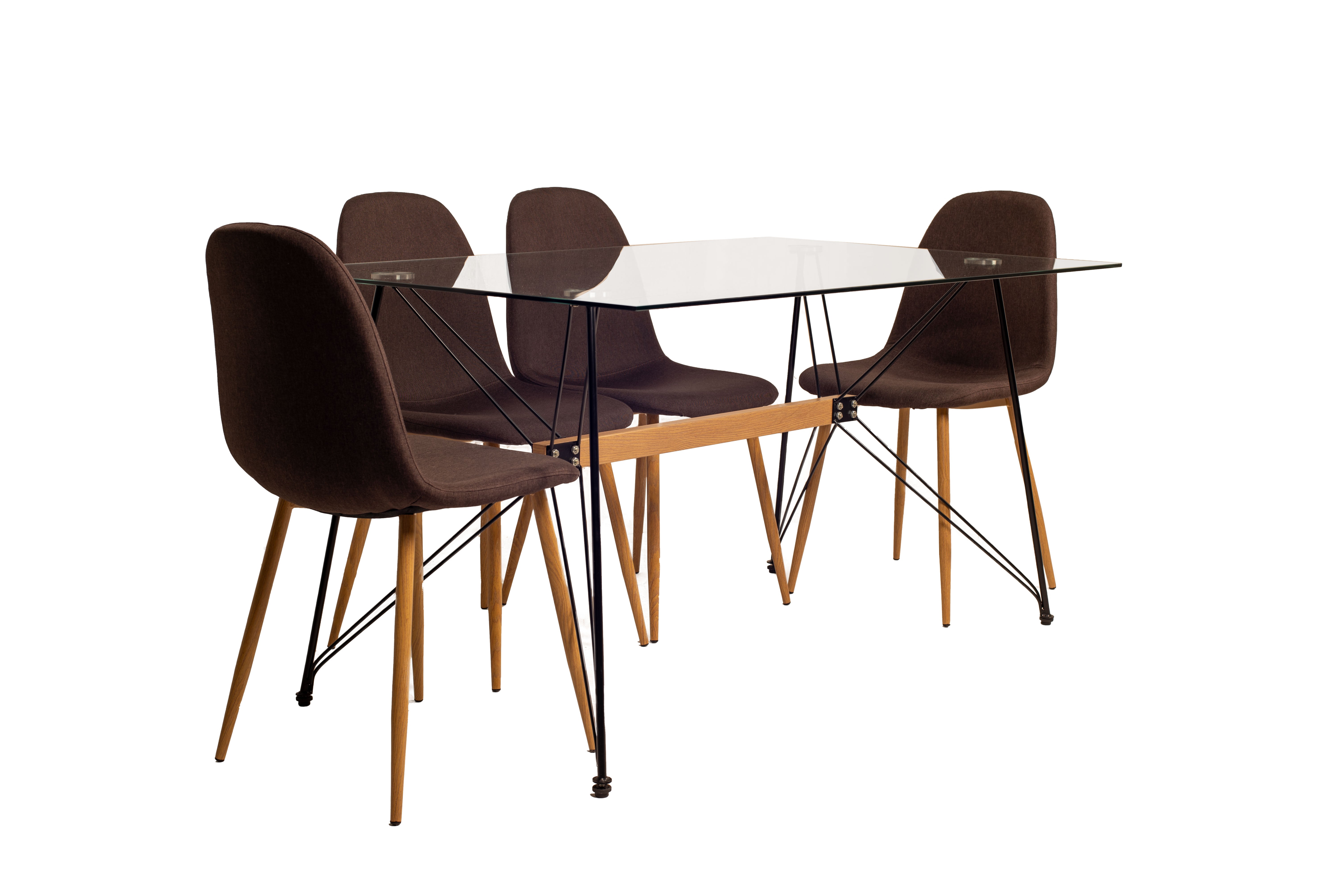 Comedor Macoba con 4 sillas Oxford -Café - Tugow