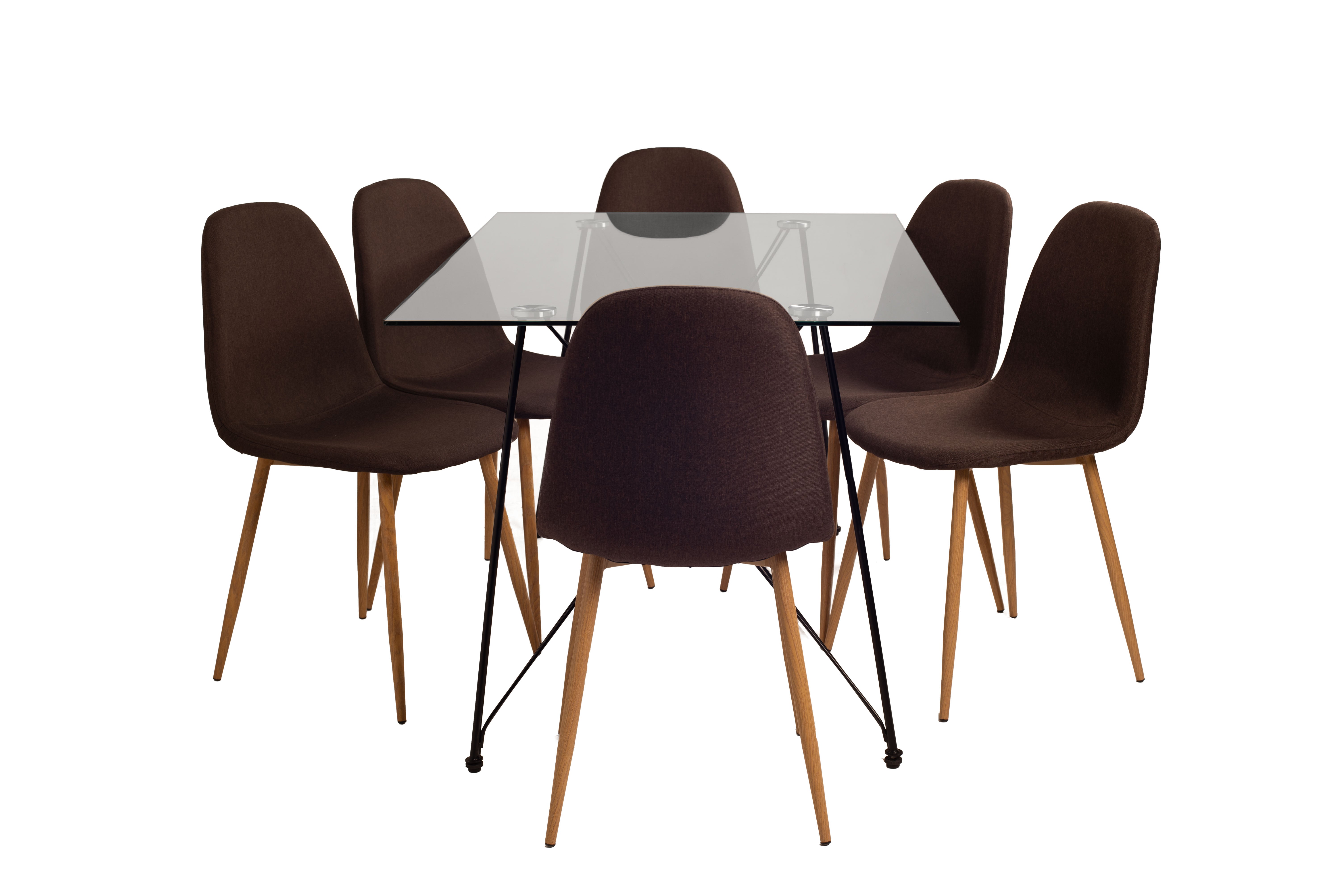 Comedor Macoba con 6 sillas Oxford -Café - Tugow