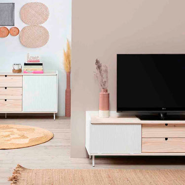 Mueble para tv Aiala - Color Madera y Blanco - Tu Gow