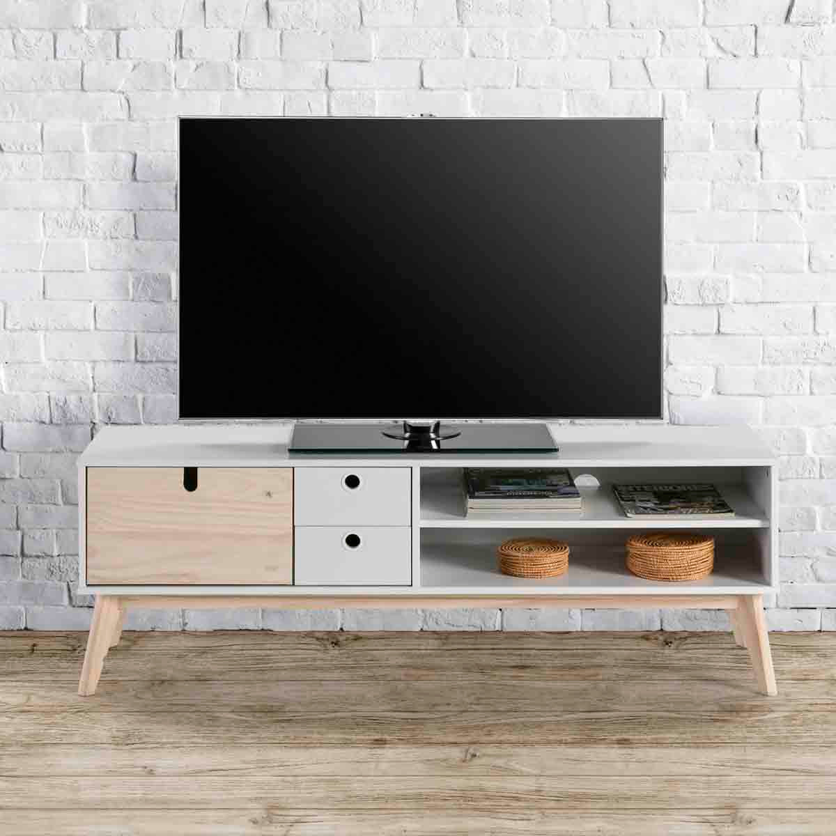 Mueble para tv Aquila - Color Madera y Blanco - Tu Gow