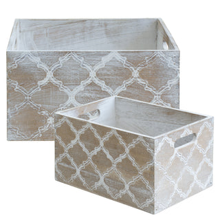 Set de 2 cajas beige y blanco - Tu Gow