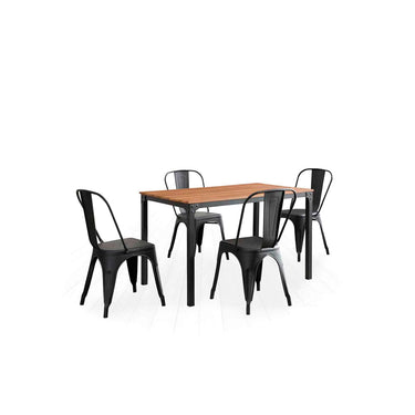 Comedor Sansa con 4 sillas -  Color Madera y Negro - Tugow