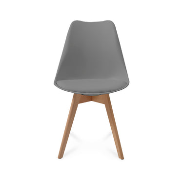 Mesa color roble con 6 sillas grises - Tu Gow