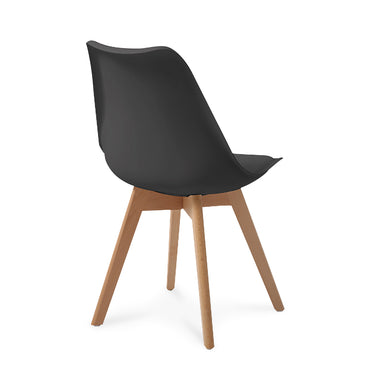 Mesa color color roble con 6 sillas negras - Tu Gow