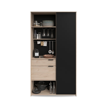 Atlin Designs Armario moderno de madera de 6 puertas en negro wengué/blanco