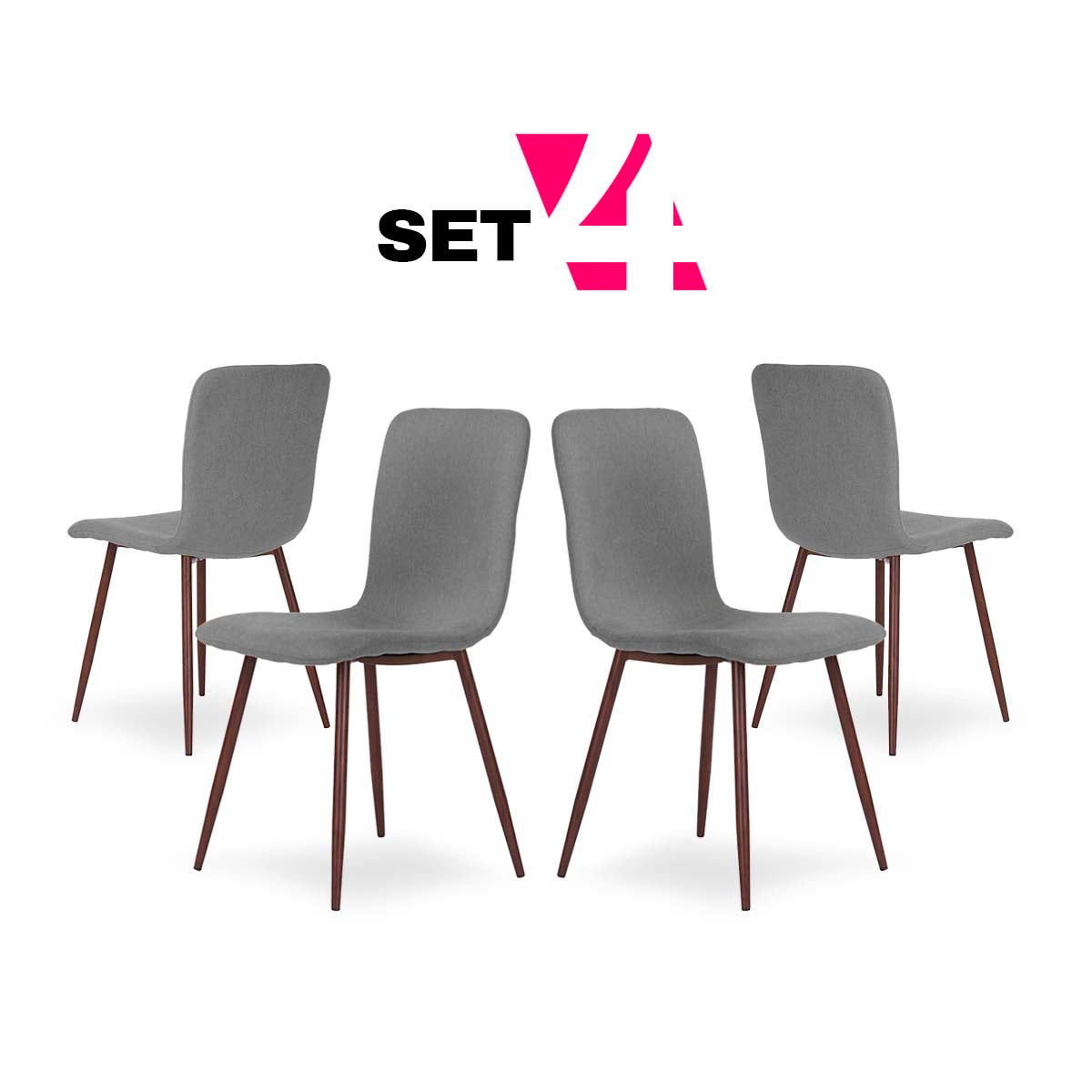 Set de 4 sillas de tela gris claro - Tu Gow