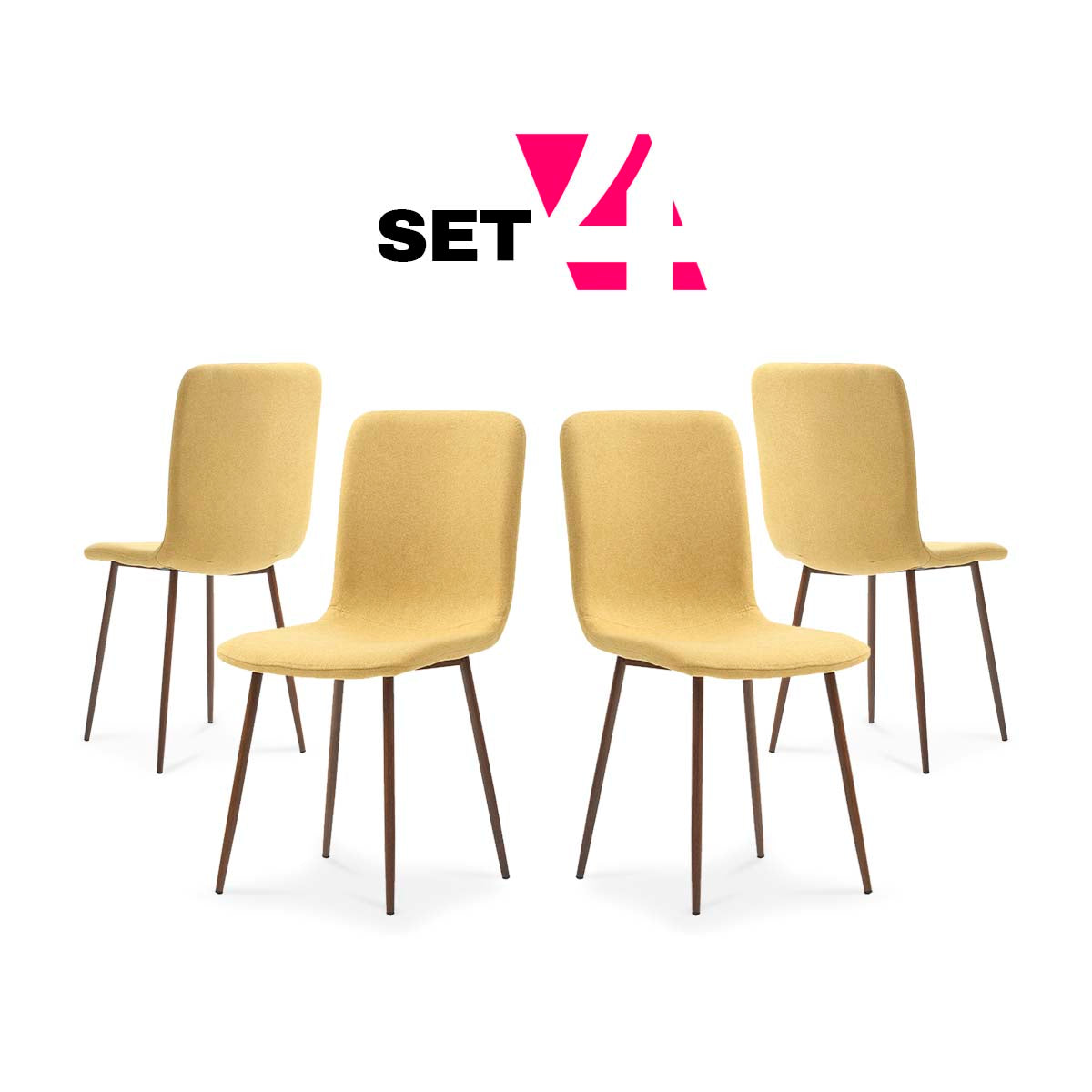 Set de 4 sillas de tela mostaza - Tu Gow
