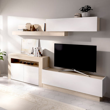 ▷ Mueble para TV colgado de la pared en acabado Blanco Liso