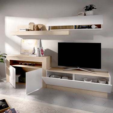 ▷ Mueble para TV colgado de la pared en acabado Blanco Liso