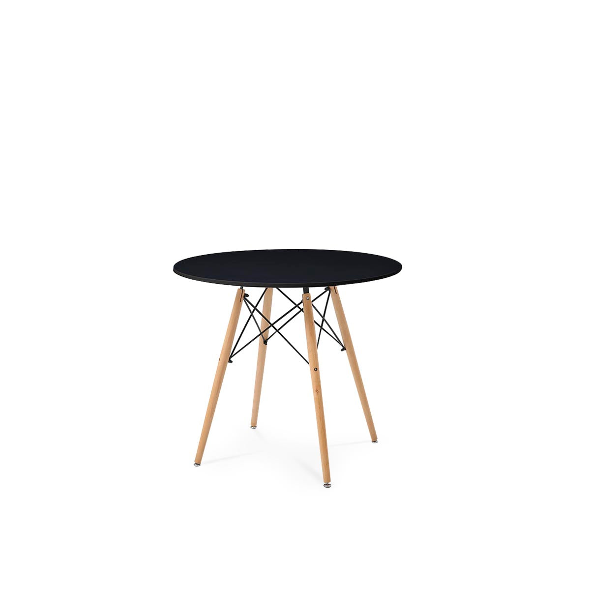 Mesa redonda negra con 4 sillas blancas - Tu Gow