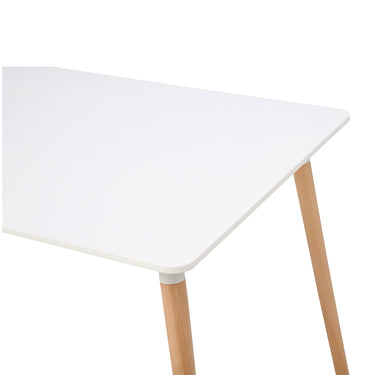 Mesa rectangular blanca con 4 sillas rojas - Tu Gow