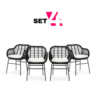 Set de 4 sillas de exterior Millor - Negro - Tu Gow