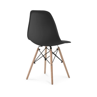 Mesa rectangular nogal con 4 sillas negras con patas nogal - Tu Gow