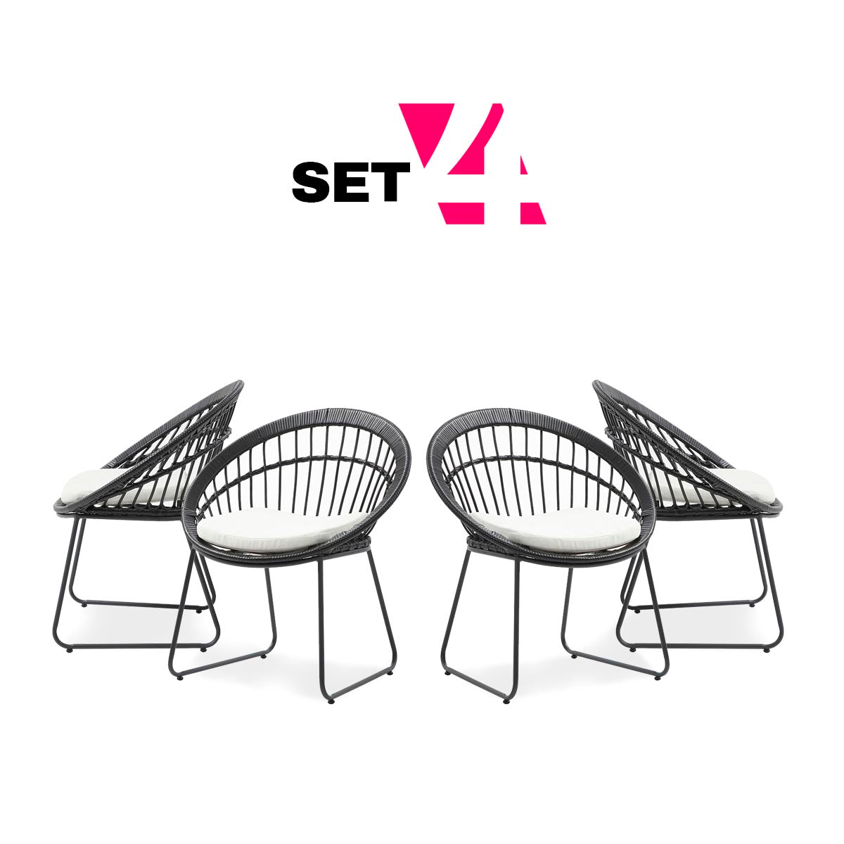 Set de 4 sillas de exterior Tavira - Negro - Tu Gow